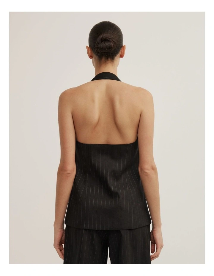 Pinstripe Halter Vest in Black Pinstripe image 4