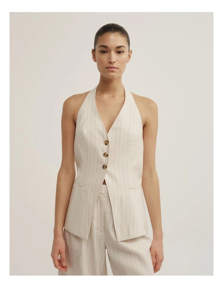 Pinstripe Halter Vest in Chalk Pinstripe image 1