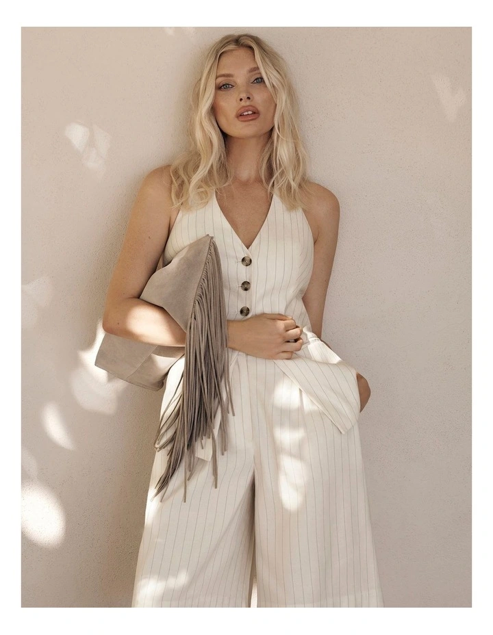 Pinstripe Halter Vest in Chalk Pinstripe image 2