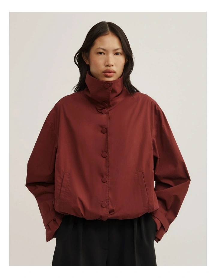 Poplin Funnel Jacket in Rust image 1