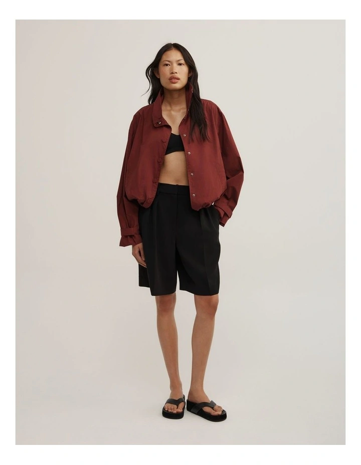 Poplin Funnel Jacket in Rust image 2