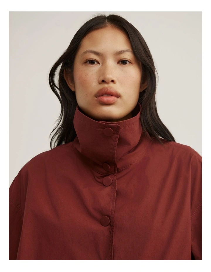 Poplin Funnel Jacket in Rust image 3
