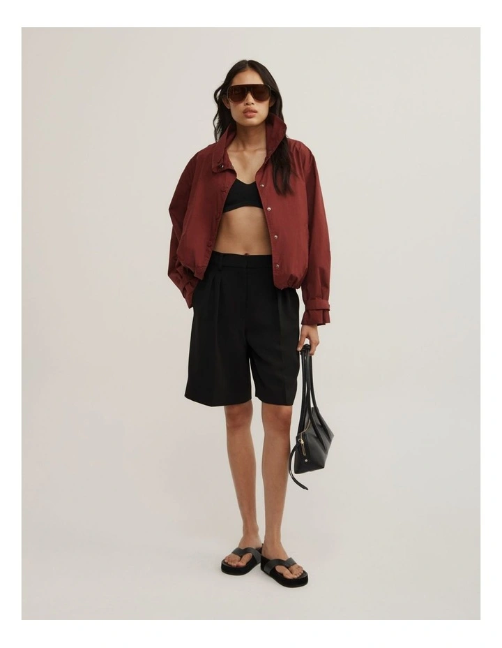 Poplin Funnel Jacket in Rust image 4