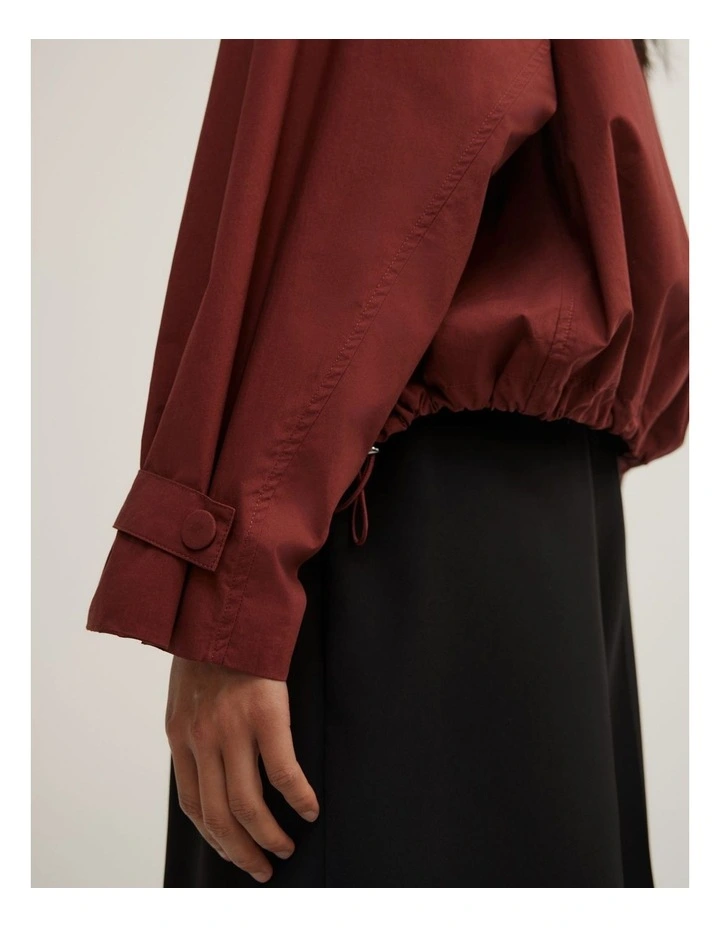 Poplin Funnel Jacket in Rust image 5