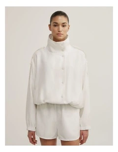 Soft Funnel Neck Jacket in Fresh White