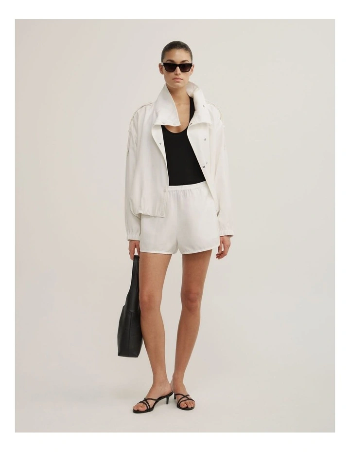 Soft Funnel Neck Jacket in Fresh White image 3