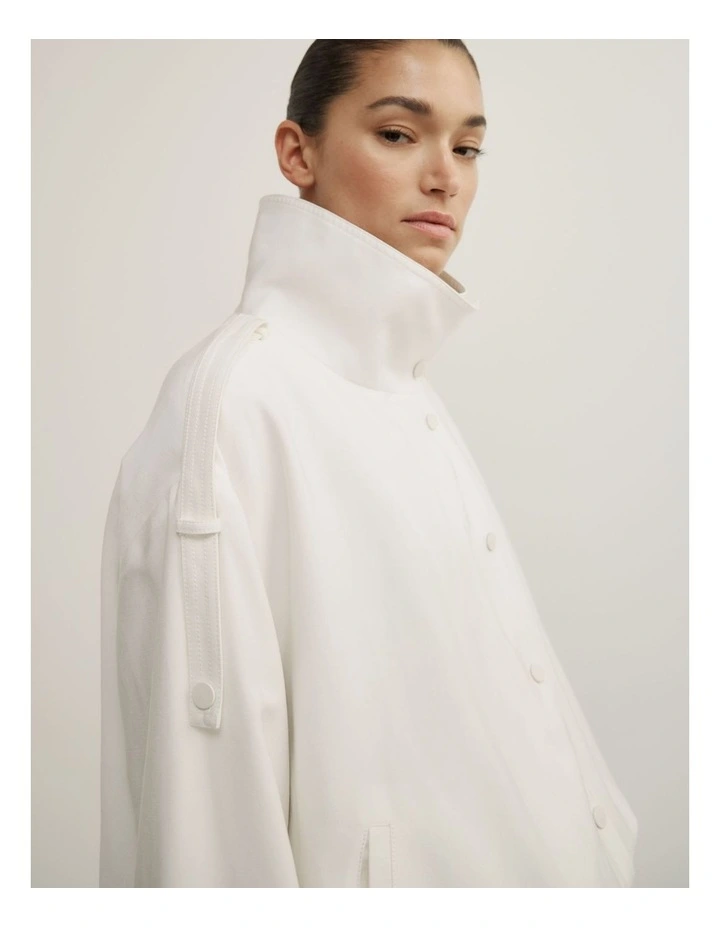 Soft Funnel Neck Jacket in Fresh White image 4