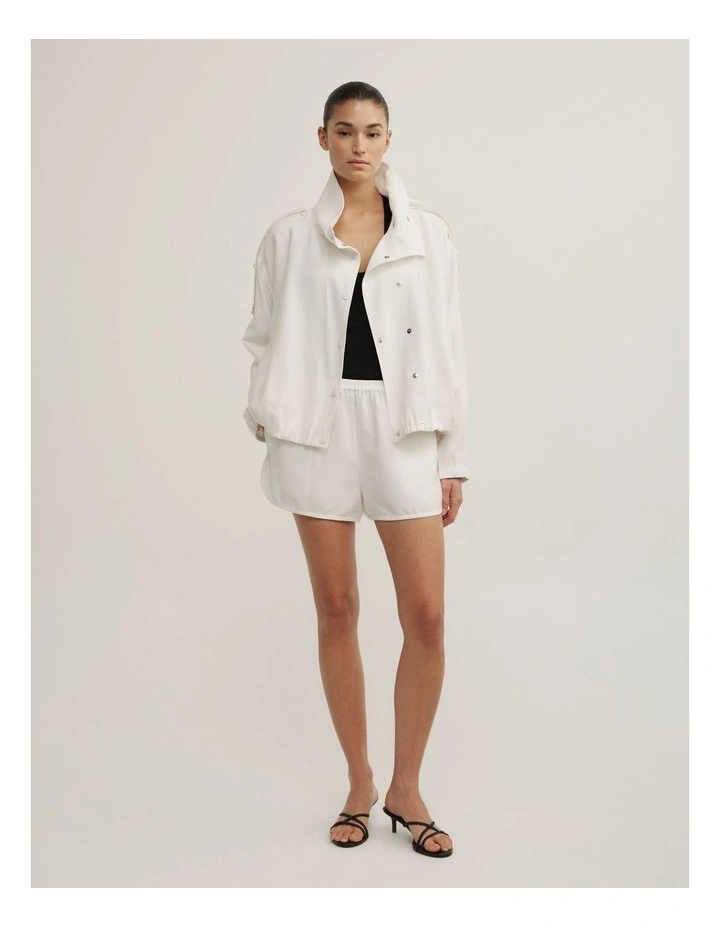 Soft Funnel Neck Jacket in Fresh White image 5