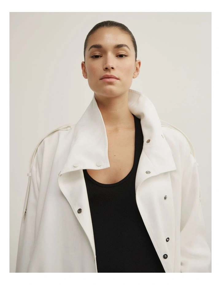 Soft Funnel Neck Jacket in Fresh White image 6