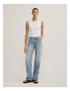Cutwork Jeans in Soft Blue