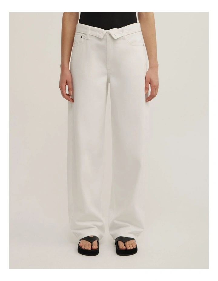Fold Waist Slouch Jeans in Parchment image 2