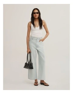 Wide Leg Crop in Ice Blue