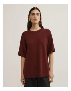 Relaxed Knit T-shirt in Rust