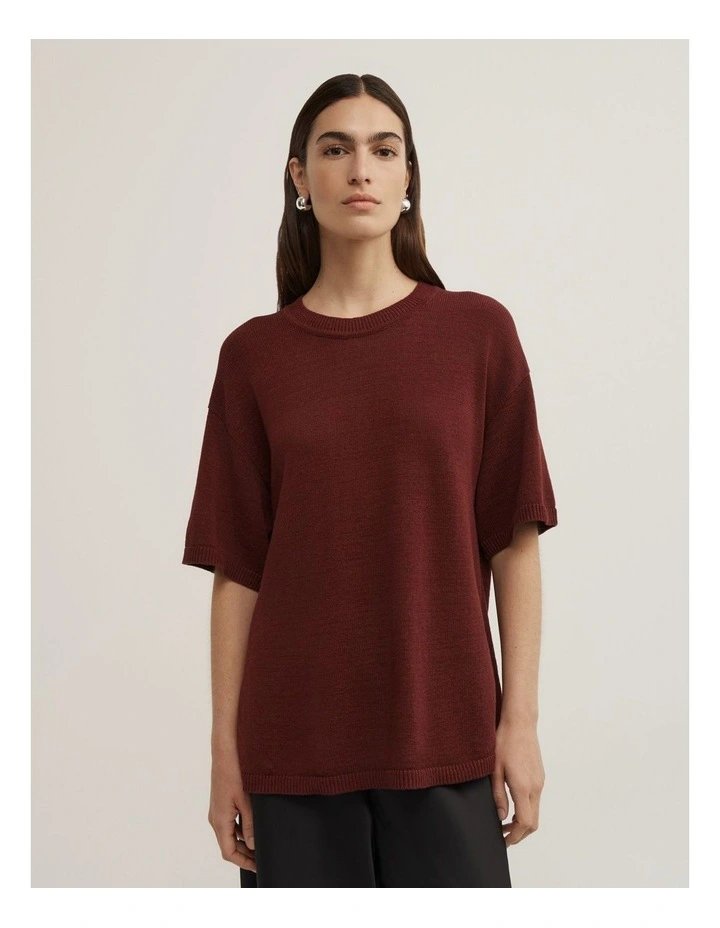 Relaxed Knit T-shirt in Rust image 1