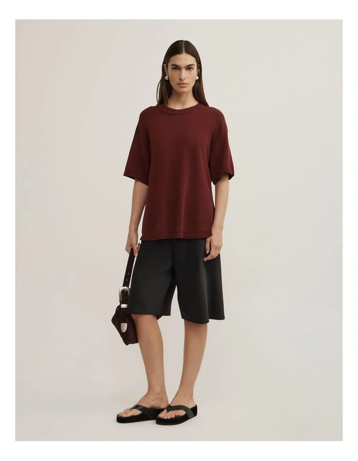 Relaxed Knit T-shirt in Rust image 2
