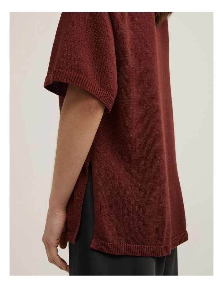 Relaxed Knit T-shirt in Rust image 4