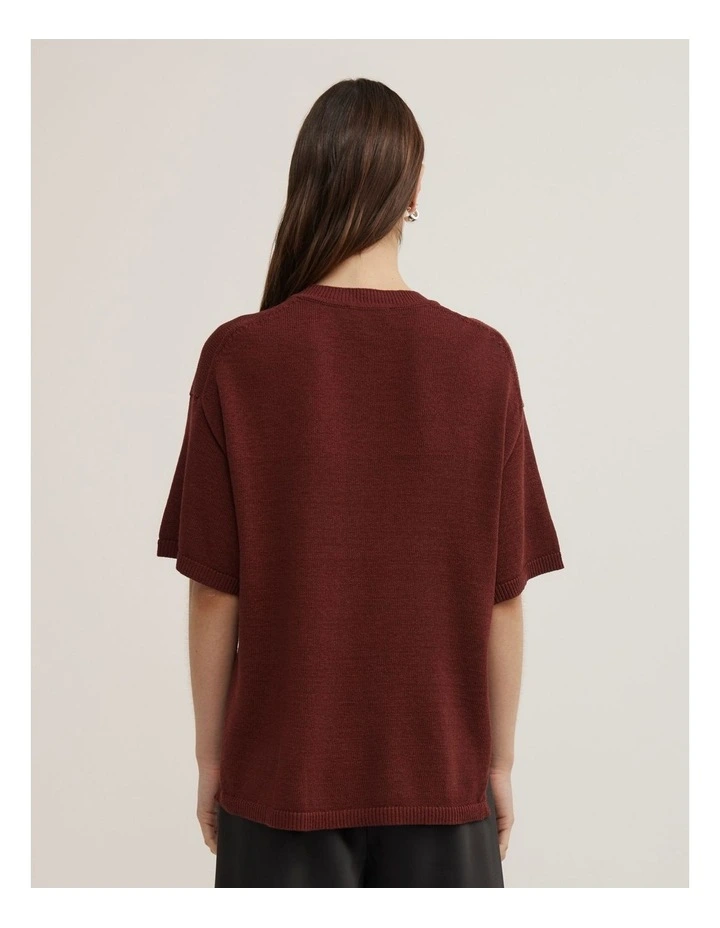 Relaxed Knit T-shirt in Rust image 5