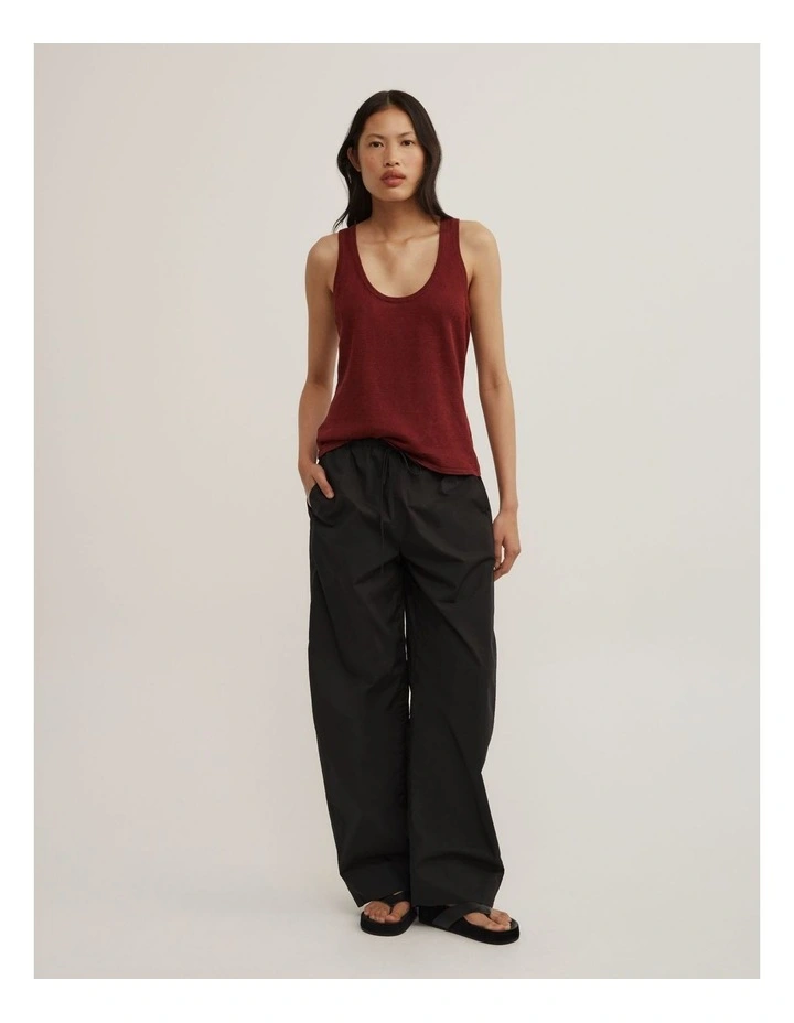 Linen Scoop Knit Tank in Rust image 2