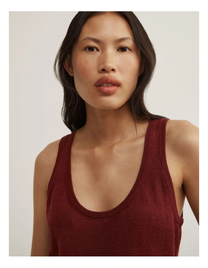 Linen Scoop Knit Tank in Rust image 3
