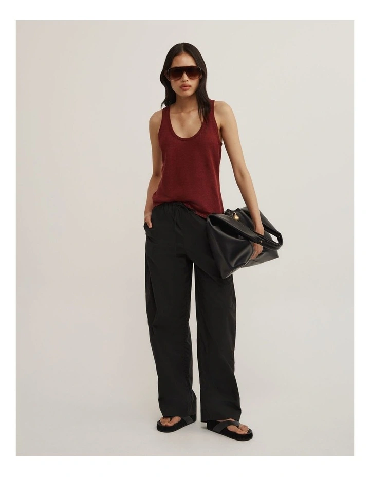 Linen Scoop Knit Tank in Rust image 4