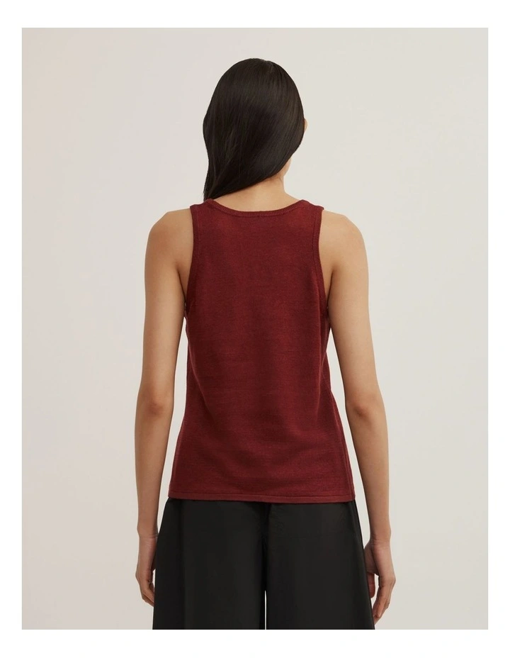 Linen Scoop Knit Tank in Rust image 5