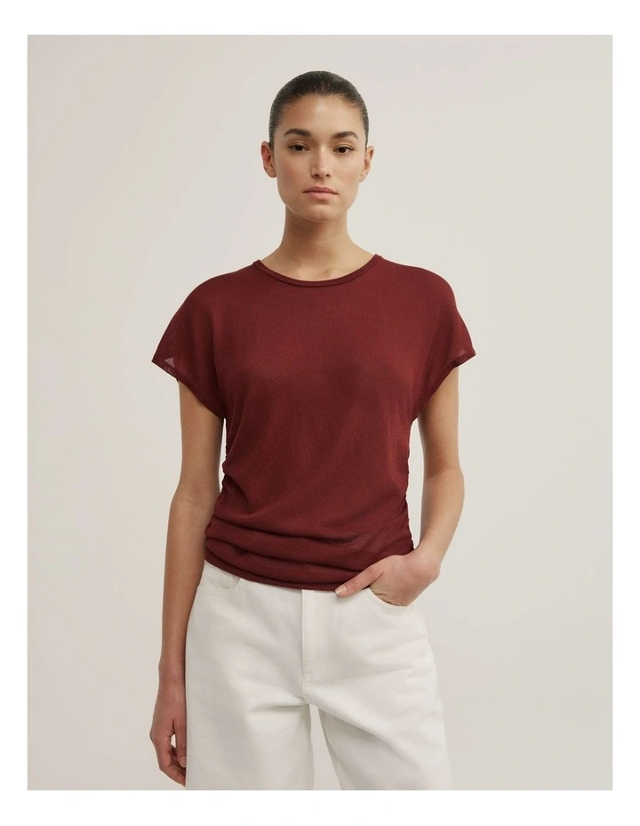 Wide Shoulder Knit T-shirt in Rust image 1