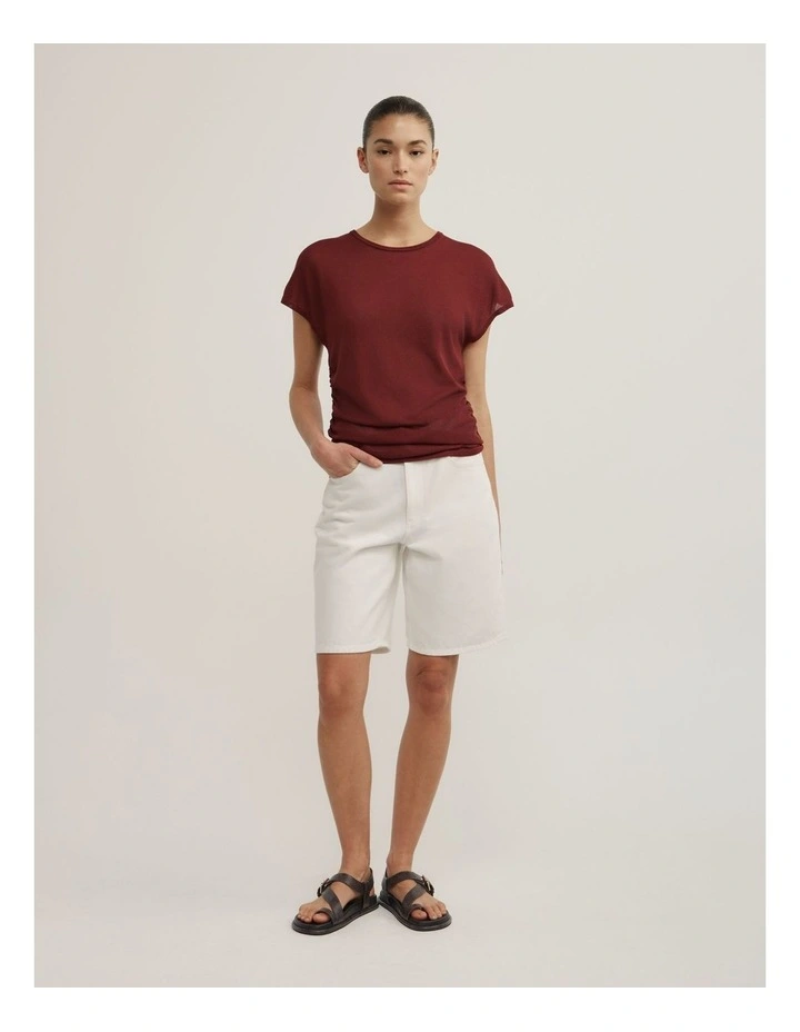 Wide Shoulder Knit T-shirt in Rust image 4