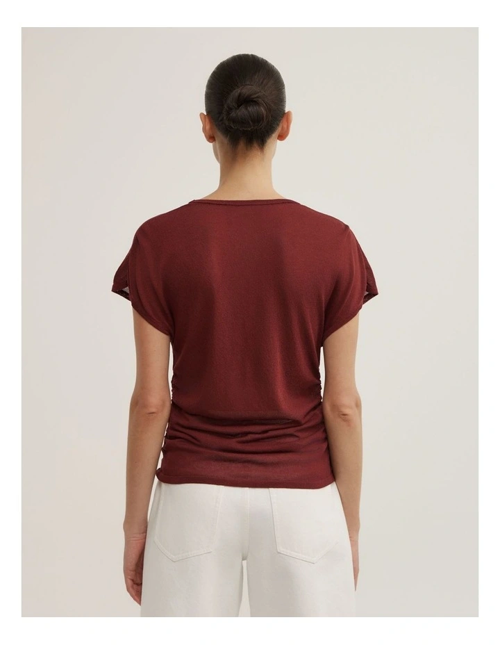 Wide Shoulder Knit T-shirt in Rust image 5