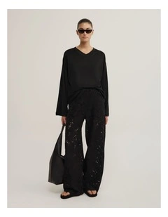 Pull On Lace Pant in Black