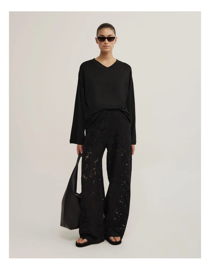 Pull On Lace Pant in Black image 1