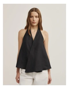 Halter Wrap Tank in Black
