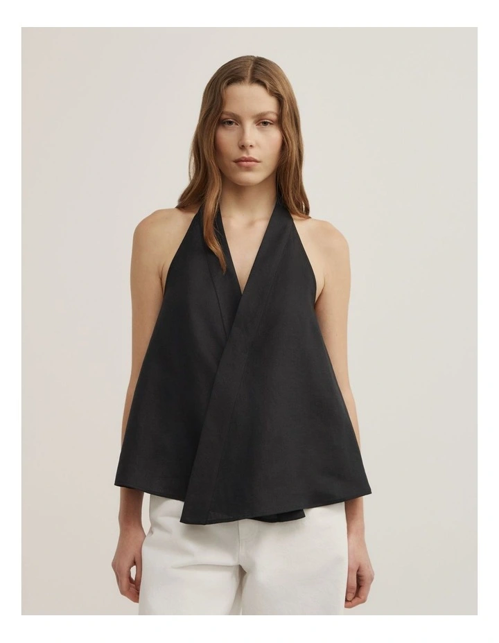 Halter Wrap Tank in Black image 1