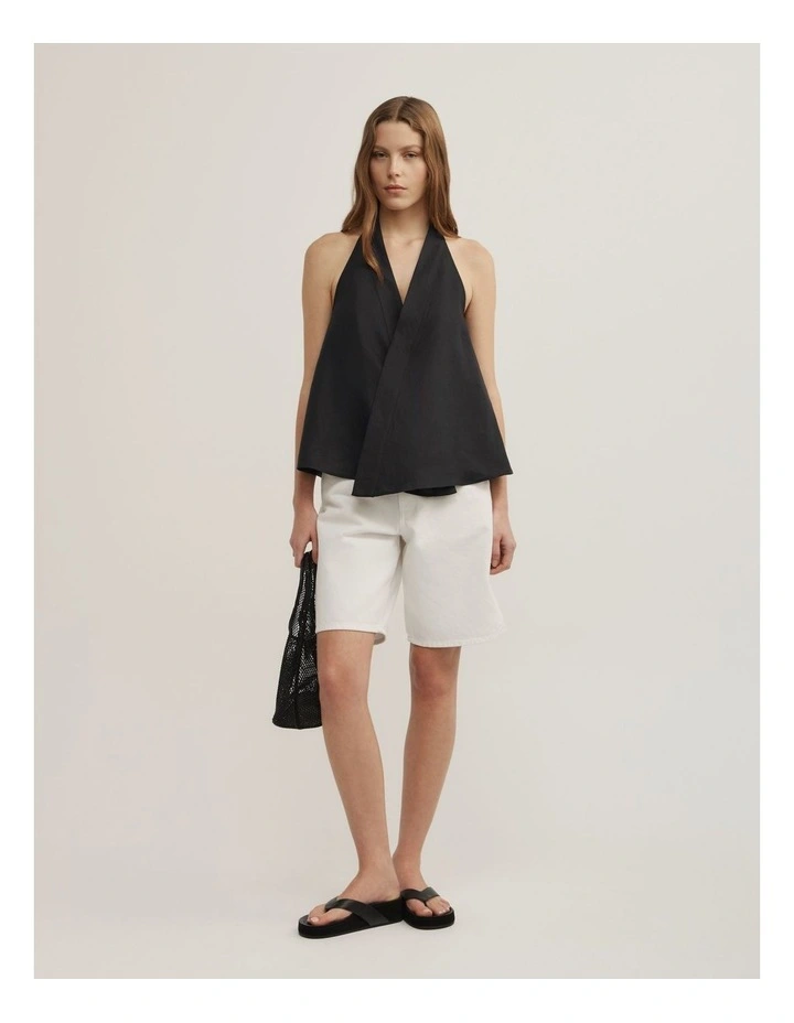 Halter Wrap Tank in Black image 2