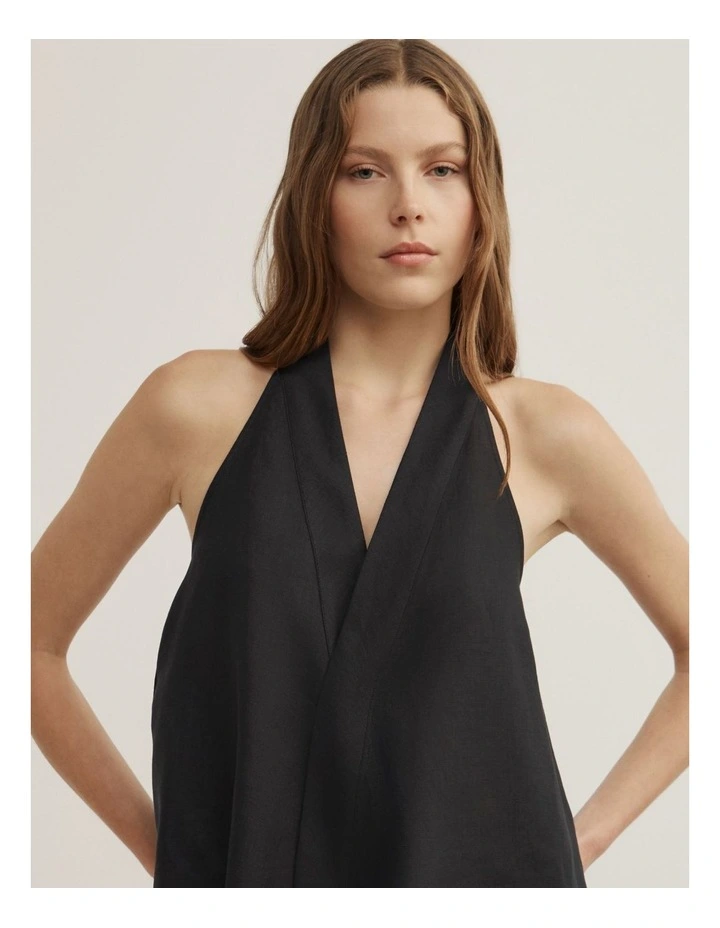 Halter Wrap Tank in Black image 3