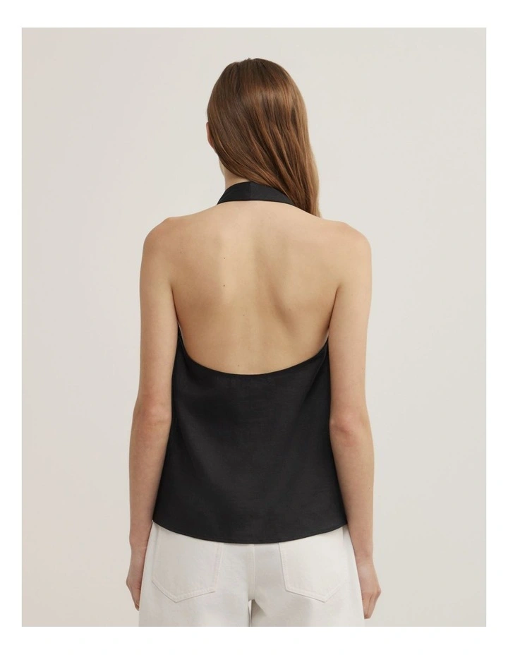 Halter Wrap Tank in Black image 4