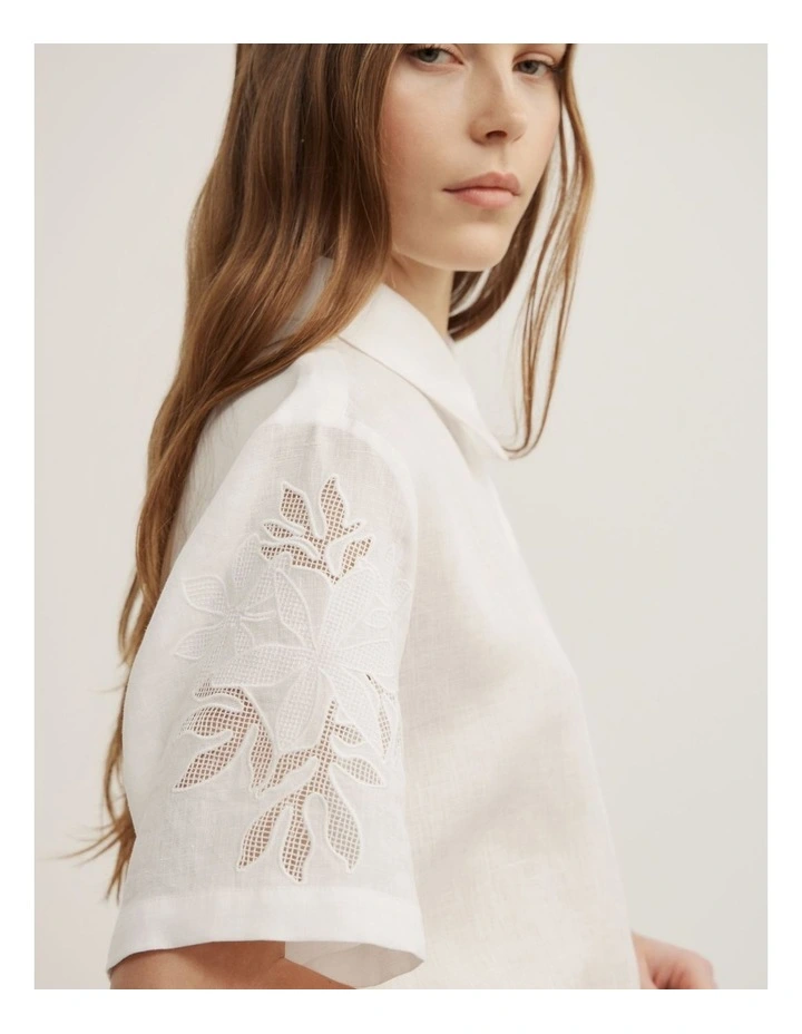 Cutwork Shirt in Fresh White image 3