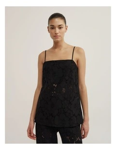 Lace Tie Back Camisole in Black