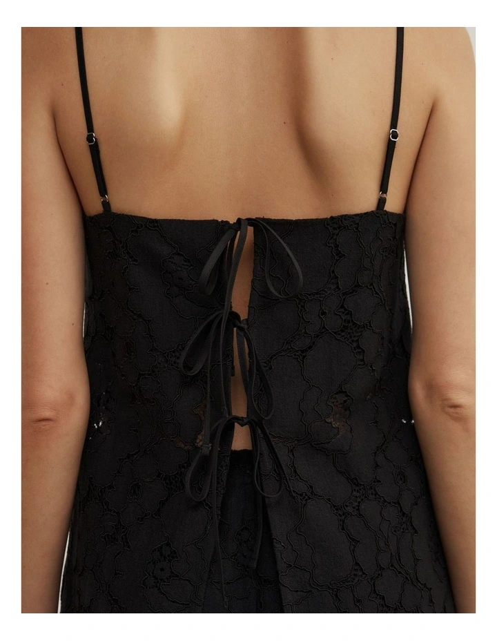 Lace Tie Back Camisole in Black image 3