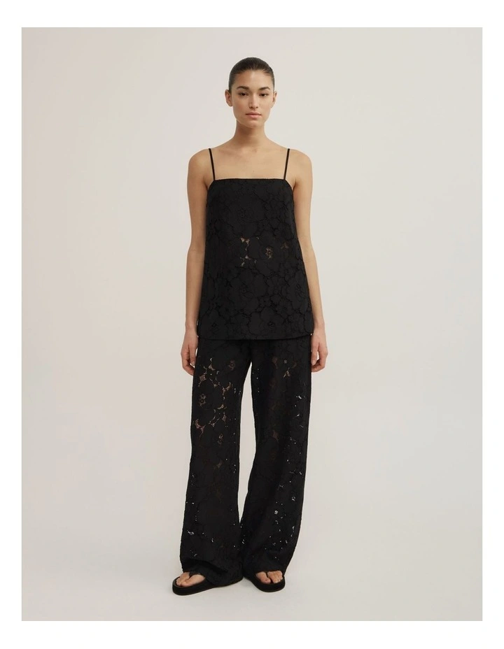 Lace Tie Back Camisole in Black image 4