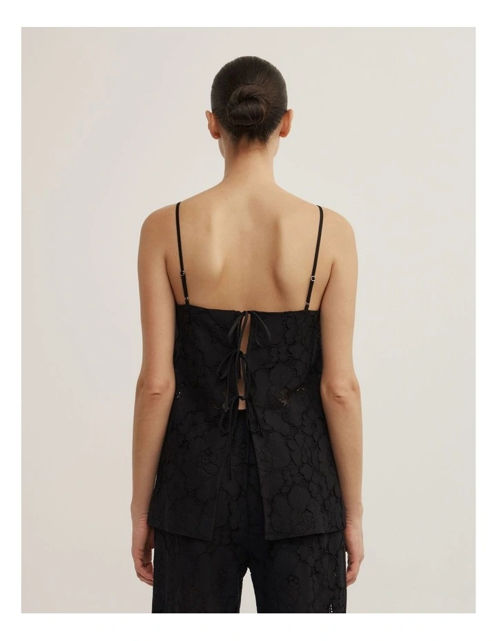 Lace Tie Back Camisole in Black image 5