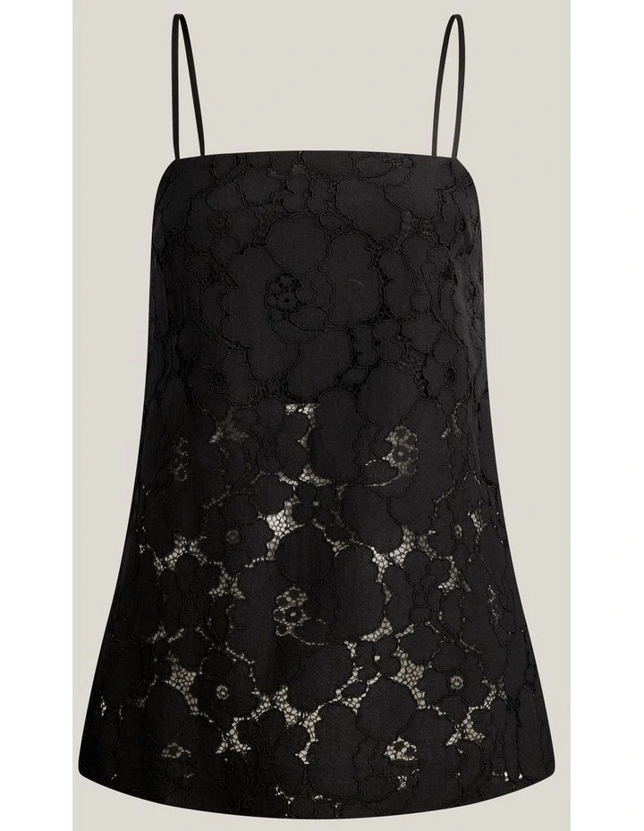 Lace Tie Back Camisole in Black image 6