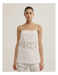 Lace Tie Back Camisole in Fresh White