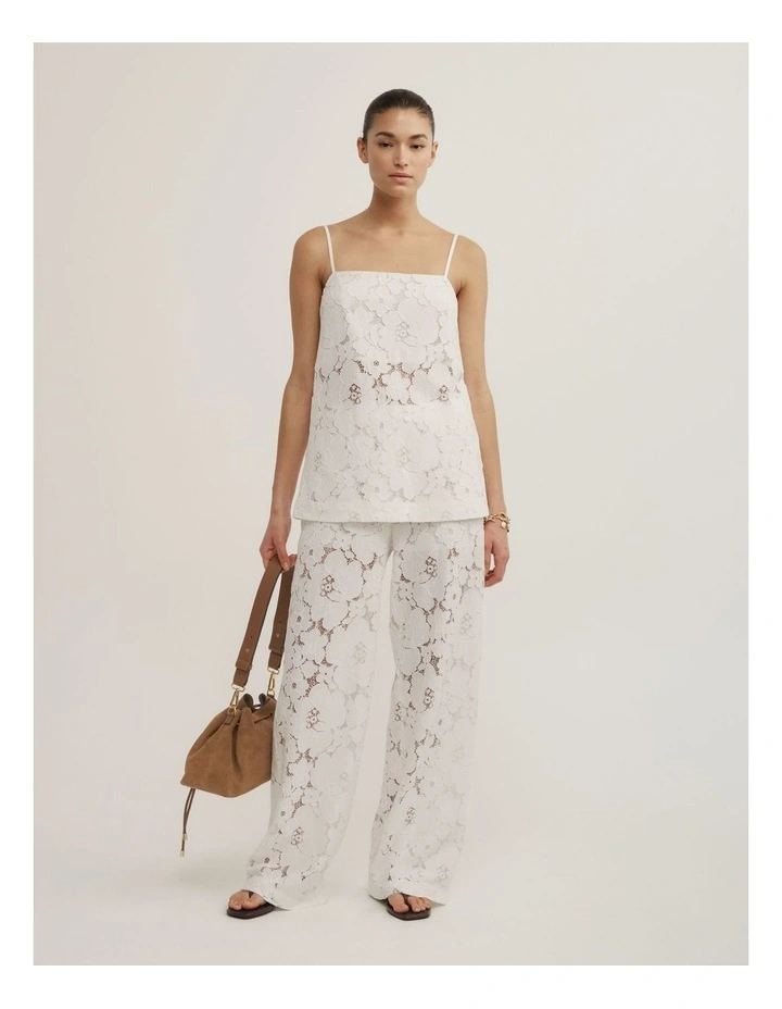 Lace Tie Back Camisole in Fresh White image 3