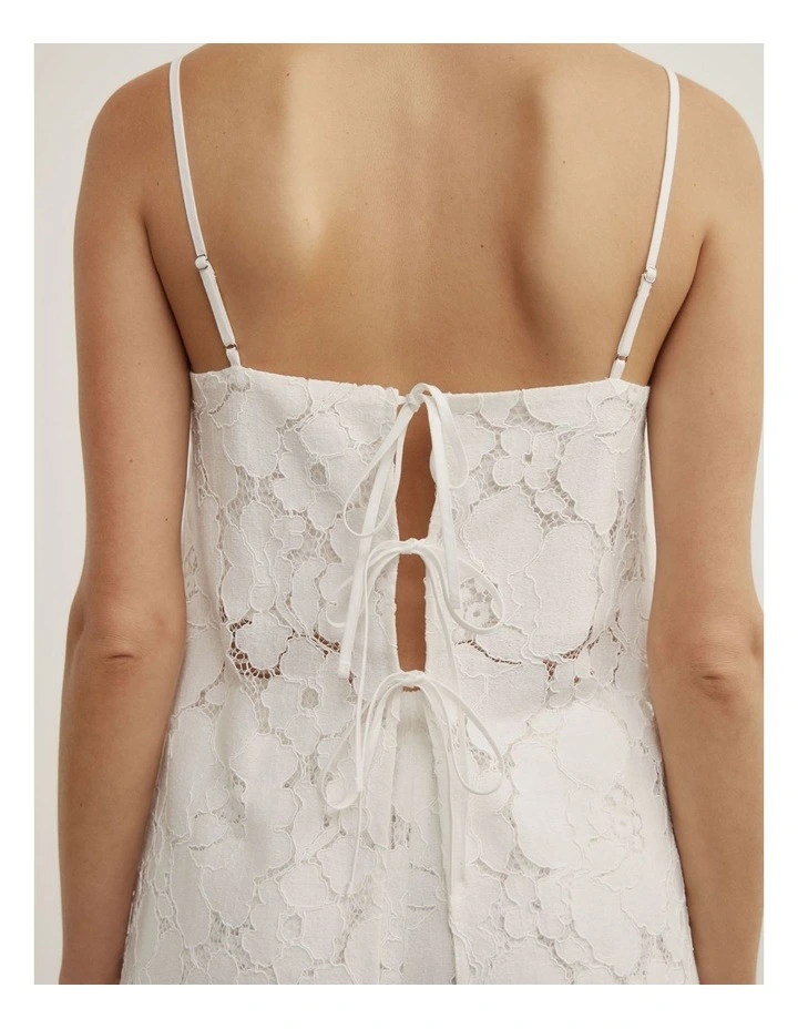 Lace Tie Back Camisole in Fresh White image 4