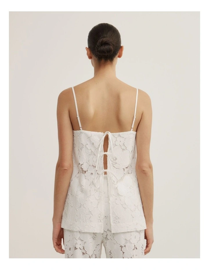 Lace Tie Back Camisole in Fresh White image 5