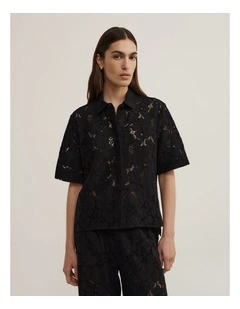 Lace Relaxed Shirt in Black