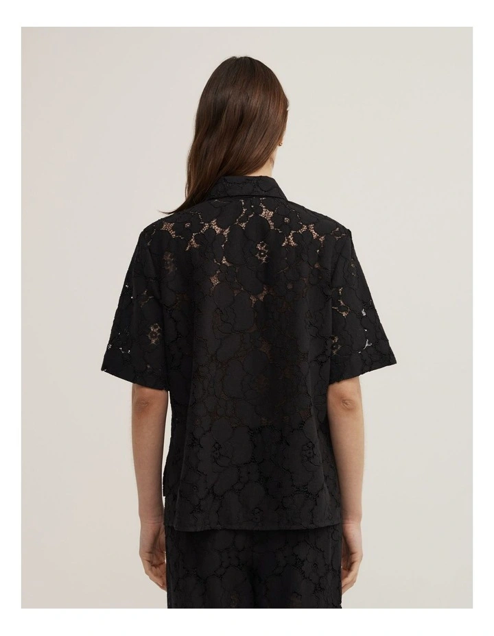 Lace Relaxed Shirt in Black image 4