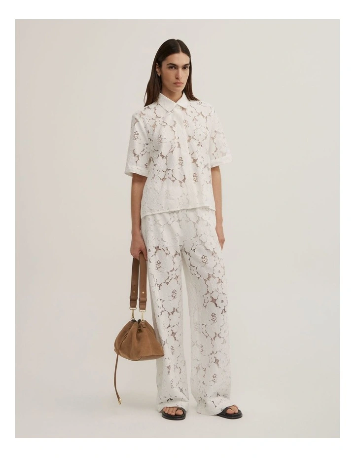 Lace Relaxed Shirt in Fresh White image 2