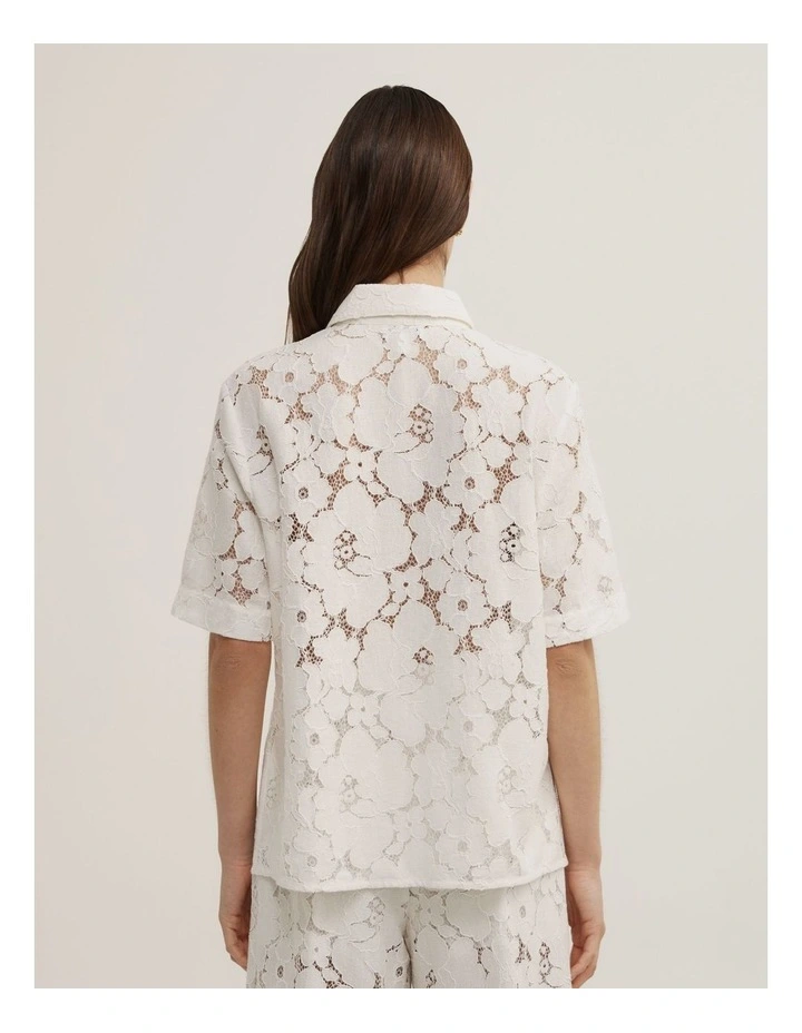 Lace Relaxed Shirt in Fresh White image 4