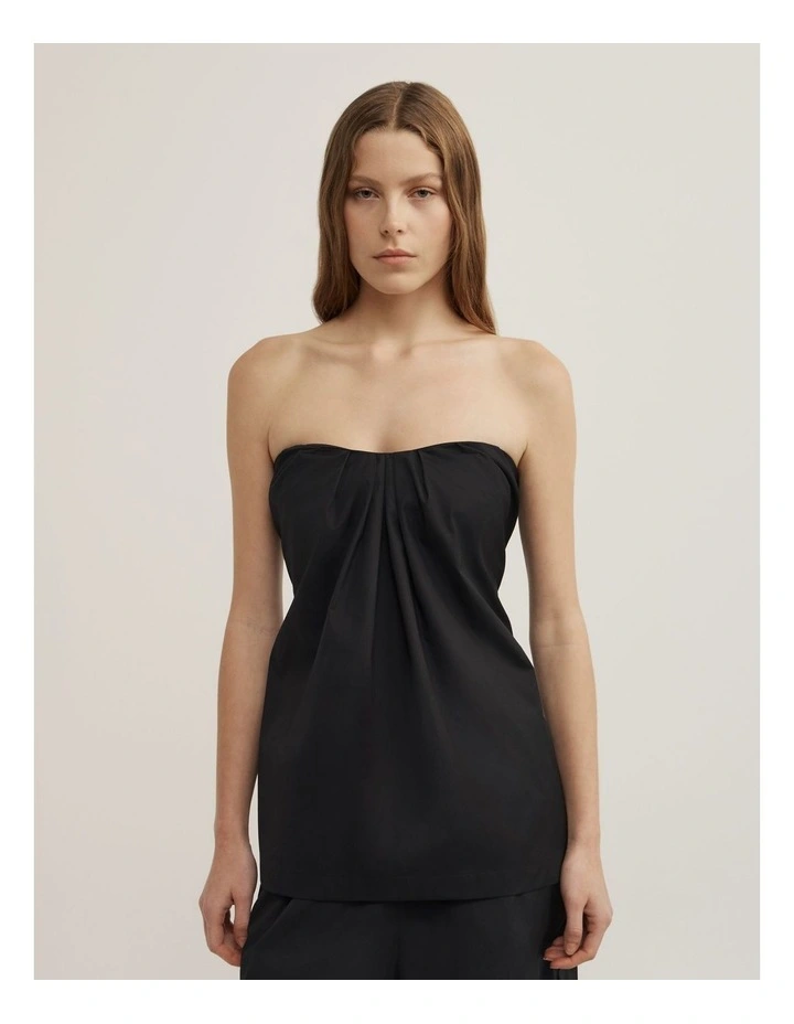 Gathered Bandeau Top in Black image 1